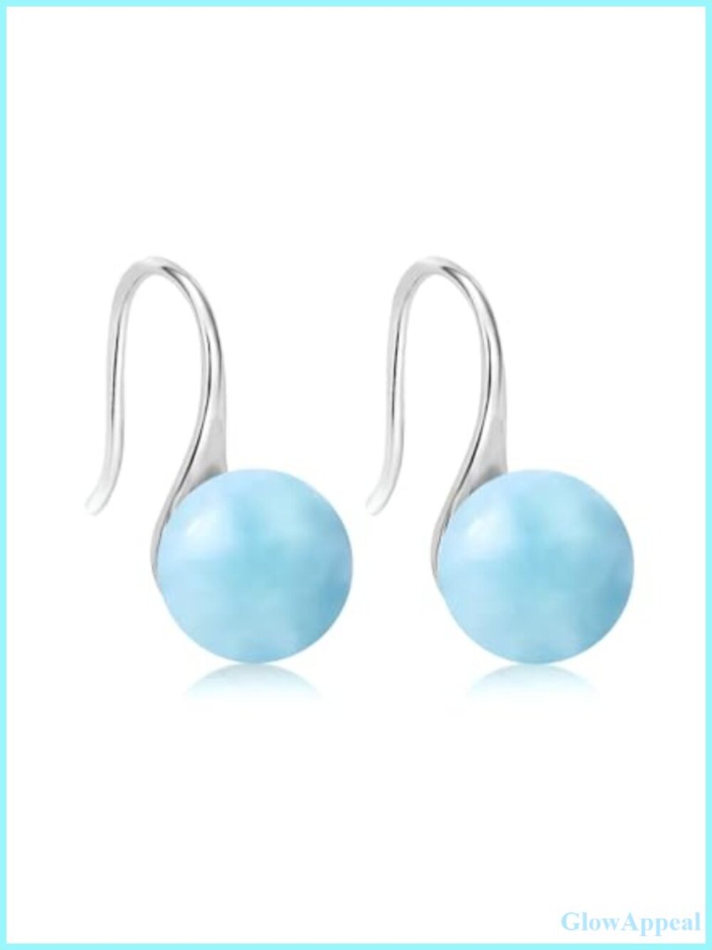 Larimar Drop Earrings 925 Sterling Silver White Gold Plated Dangle Jewelry